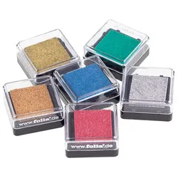 folia Stempelkissen-Set "Metallic", 2,4 x 2,4 cm, 6 Stück