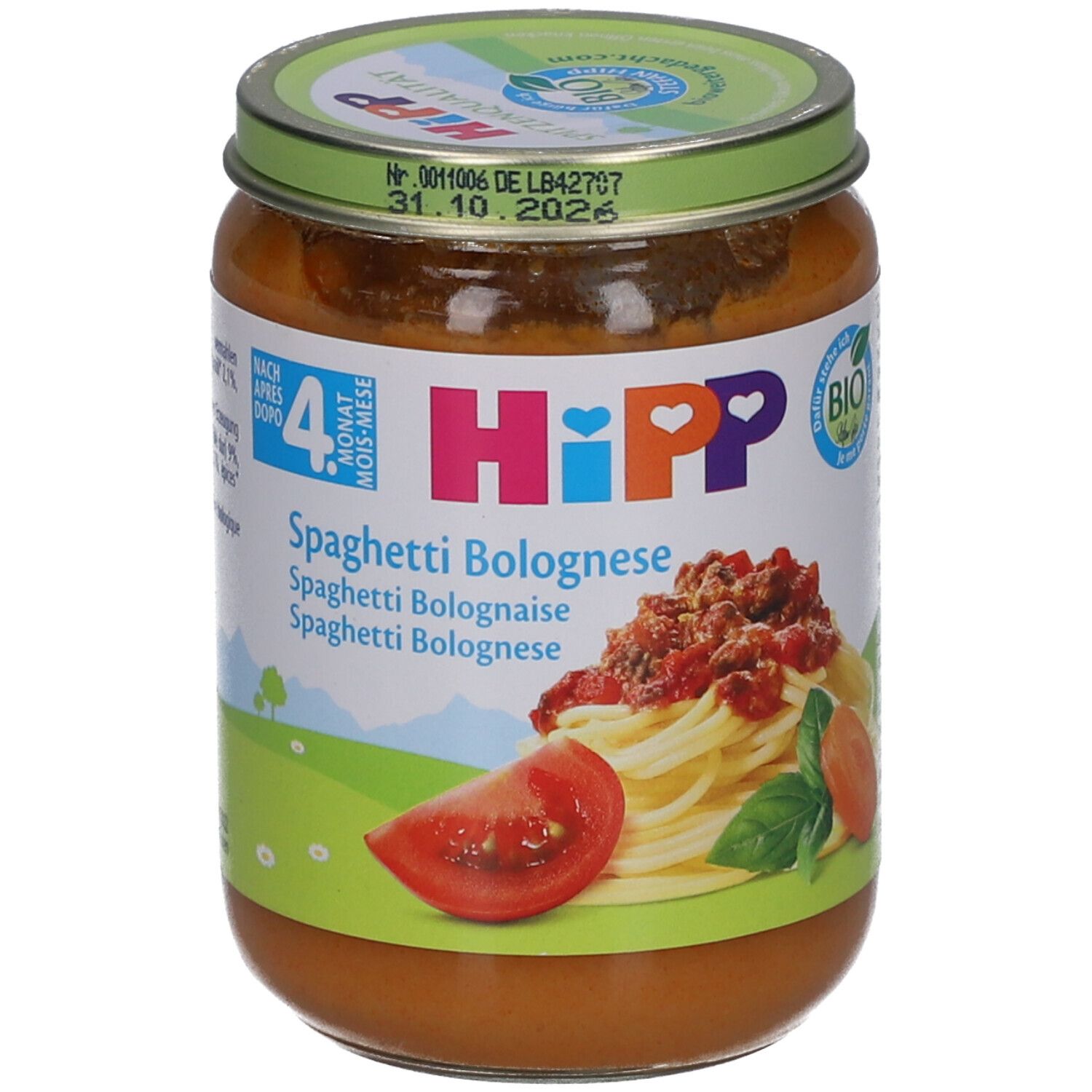 Hipp Spaghetti Bolognese Glas 190 g Brei