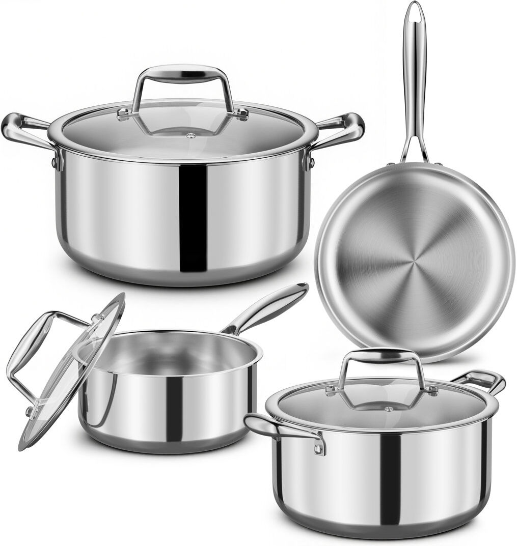CAANNASWEIS 7 - Piece Non-Stick Stainless Steel Cookware Set Sliver 7