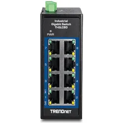 Trendnet TI-GLC80 8-Port Gigabit Industrial DIN-Rail Mini (8 Ports), Netzwerk Switch, Schwarz