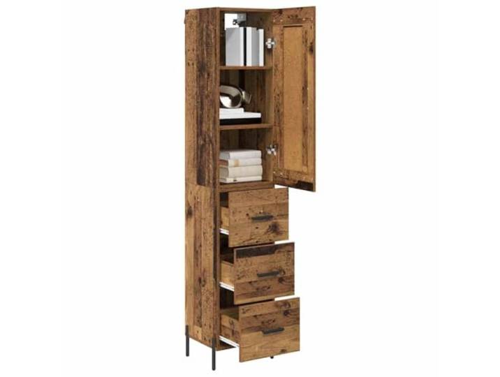 KTHLBRH Anrichte aus altem Holz, 34,5 x 34 x 180 cm, mehrschichtiges Holz Mit Türen und Schublade, Behälter für Geschirr und Dekorationsgegenstände, moderner Stil für Esszimmer