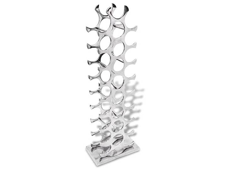 HBBMGYD Flaschenregal aus Aluminium, silberfarben, für 27 Flaschen Elegantes Design, polierte Oberfläche, langlebig, Weinaufbewahrung, Innendekoration