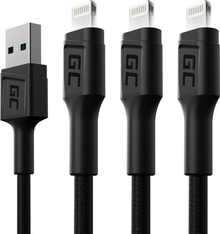Green Cell Lightning-kabel, 2 meter, zwart