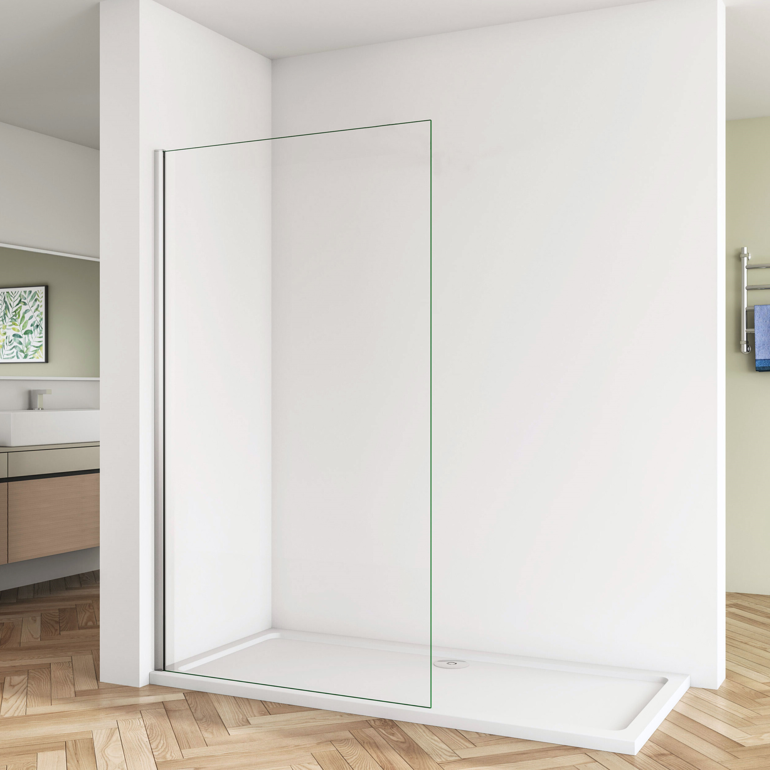 160x200cm Duschabtrennung Walk In 10mm Nano ESG Klarglas Duschtrennwand Höhe 200cm