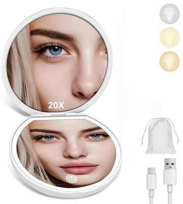 Uplift Picks Rechargeable 20X Magnifying Makeup Mirror Double Sided LED Travel Vanity Mirror Rechargeable 20X Magnifying Makeup Mirror Double Sided LED Travel Vanity Mirror