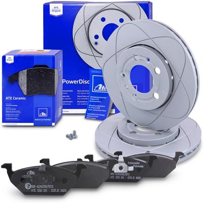 Ate POWERDISC Bremsscheiben +CERAMIC Bremsbeläge vorne [Hersteller-Nr. 10696255] für Seat, VW, Audi, Skoda