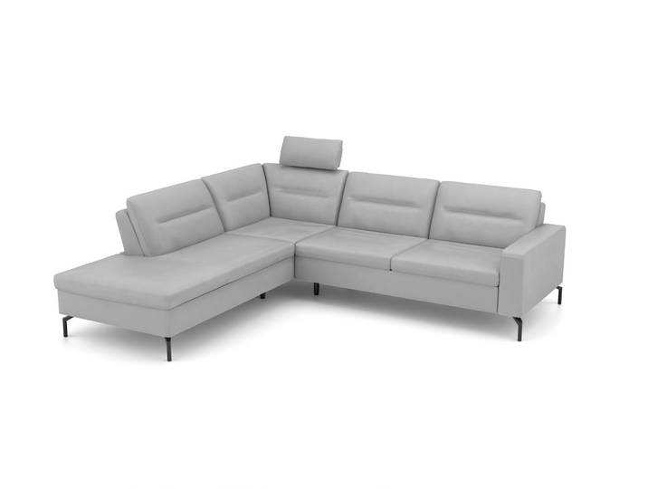 Ecksofa 342 - Grau (Achatgrau) - Grober Mikrofaserstoff