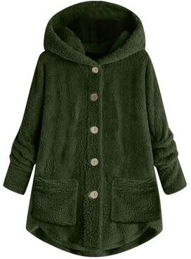 Combo Retail Shop Women Coat, Fashion Plush Pocket, Winter Coat, Irregular Long Sleeve, Keep Warm Cat Ears Coat green xl