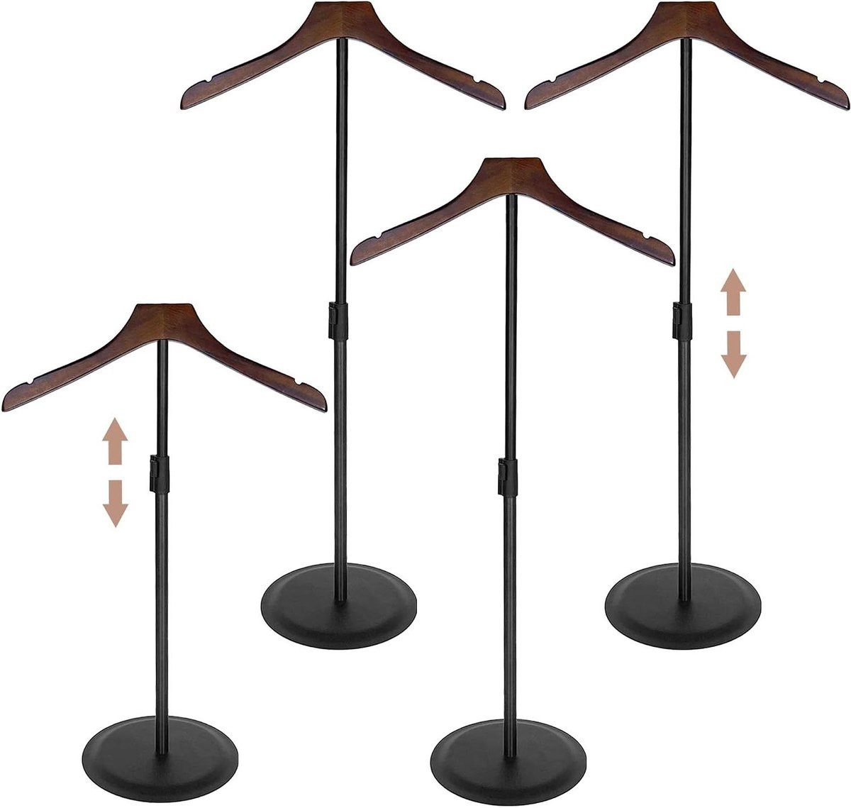 Set van 4 in hoogte verstelbare kleding displays voor winkelpresentatie - Zwart