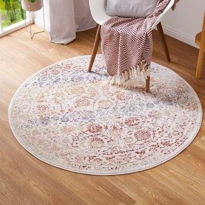 Teppich LUXOR LIVING "Rocco", bunt (creme,multi), H:11mm Ø:133cm, Polyester, Teppiche, Teppich, Vintage-Look, verschiedene Designs, mit Fransen, Wohnzimmer