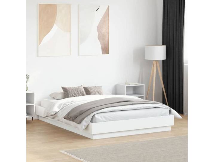 UNIQUE Lit Double de chambre LMT - Cadre de lit - sans matelas - blanc 140x190 cm cozy427270