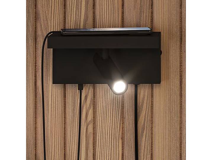 LED-Wandleuchte 18 x 13 x 9cm Schwarz/Schwarz Eisen, lackiert LED-Platine