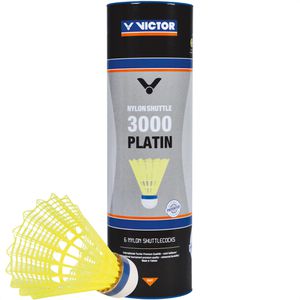 VICTOR Badminton-Bälle Nylon Shuttle 3000 Platin, Spielball, mittel, gelb, 6 Stück