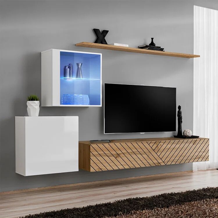 garneroarredamenti Pensile vetrinetta 60x60h cm bianco Geo