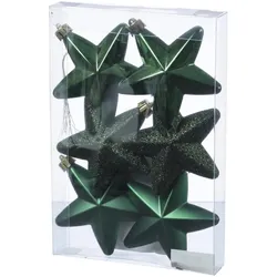 MARELIDA Weihnachtsbaumschmuck Sterne bruchfest glänzend glitzernd grün 6St.