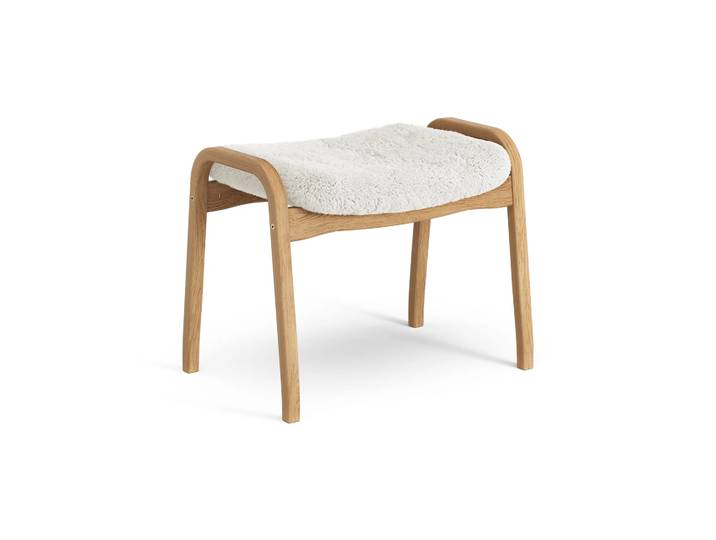 Swedese Lamino Fußhocker Eiche geölt/Schaffell Offwhite (weiß)