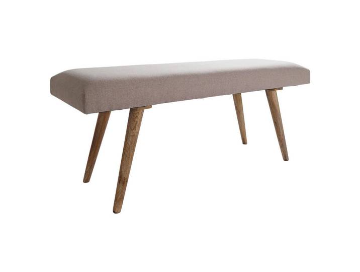 Mid.you Hockerbank, Beige, Holz, Mangoholz, massiv, 117x51 cm, Schlafzimmer, Bettbank