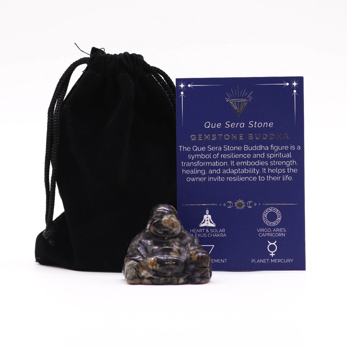 Ancient Wisdom Gemstone Small Buddha Que Sera Stone B/D/H: 3,5 x 4 x 2,3 cm