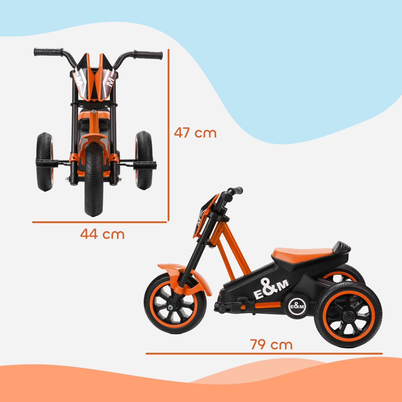 AIYAPLAY Driewieler kinderfiets met pedalen van staal, oranje