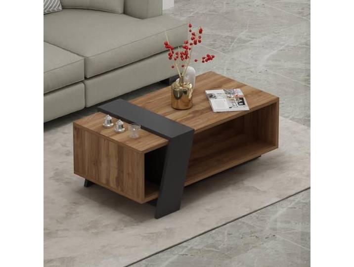 HOMIDEA MELISA Couchtisch – Sofatisch – Moderner Kaffeetisch in modischem Design mit Regal 91,8 x 48,8 x 35 cm (Briarsmoke)