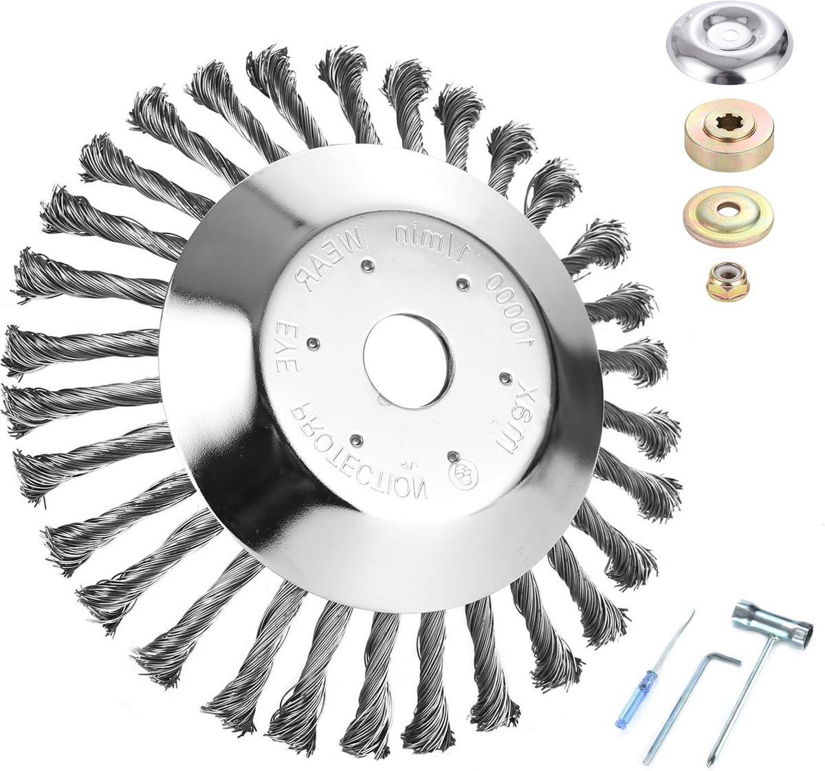 Professionele ronde onkruidborstel voor bosmaaiers en trimmers, 200 x 254 mm, zilver