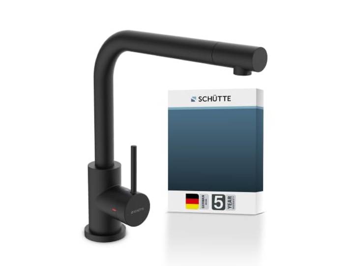 Schütte Rio 360° schwenkbare Küchenarmatur Schwarz Spültisch Armatur mit hohem Auslauf Küche, Einhebelmischer, Mischbatterie für die Spüle, Wasserhahn Schwarz