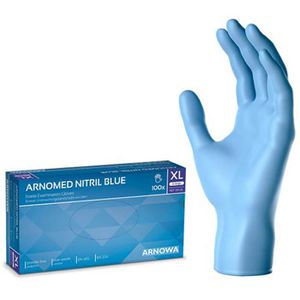 Arnomed Einmalhandschuhe Nitril Blue, blau, 100 Stück, Nitril, chemikalienbeständig, lebensmittelecht, Größe XL