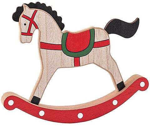 Deko-Schaukelpferd aus Holz, rot/natur