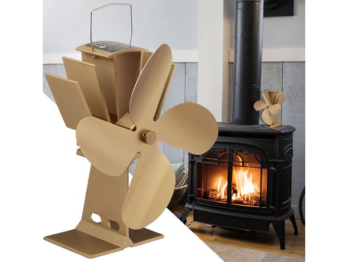 Kaminventilator, 4 Lüfterblätter, stromlos, bronze