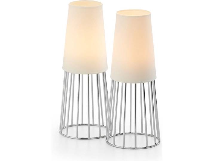 Philippi Lighthouse Theelichthouder - Waxinehouder - Set 2 stuks - Zilver/Mat glas