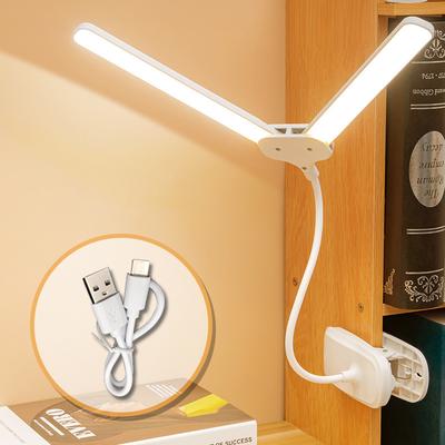 Rare Purchases USB Rechargeable LED Desk Lamp With Dual Heads Touch Control, Eye Protection, Brightness Modes 2000mah