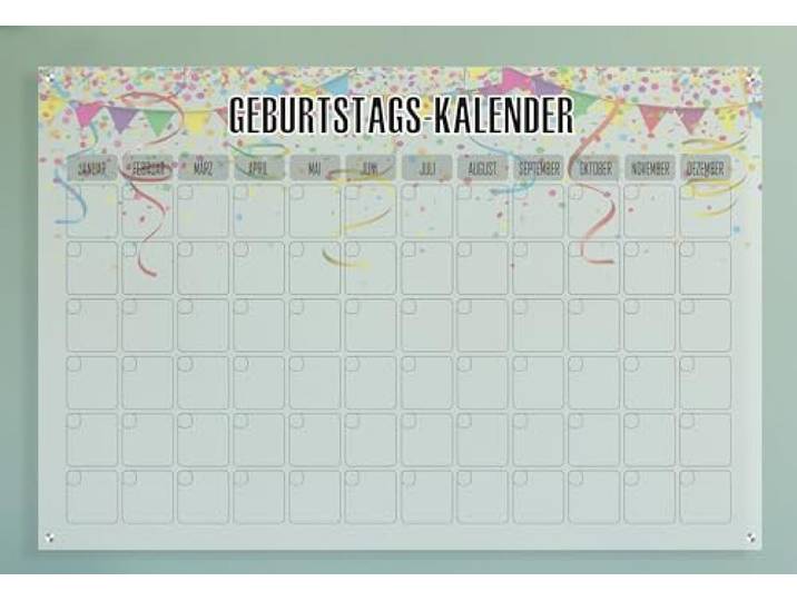 Queence Acrylglas Wochenplaner abwischbar 60x40 cm Wochenplan transparent Geburtstags-Kalender wiederverwendbar Familienplaner Notizen Terminkalender Wandkalender Monatskalender