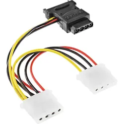 INLINE SATA Stromadapterkabel, SATA Buchse an 3x 13,34cm (5,25") Stecker, 0,15m