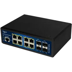 Allnet Switch industrial full managed Layer2+ GbE PoE Budget 240W 8x BT (12 Ports), Netzwerk Switch, Schwarz