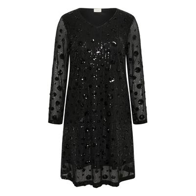 Midikleid KAFFE CURVE "KAFFE Curve Kleid KCgracie", Damen, Gr. S, Normalgrößen, schwarz (schwarz deep), Kleider Midikleid