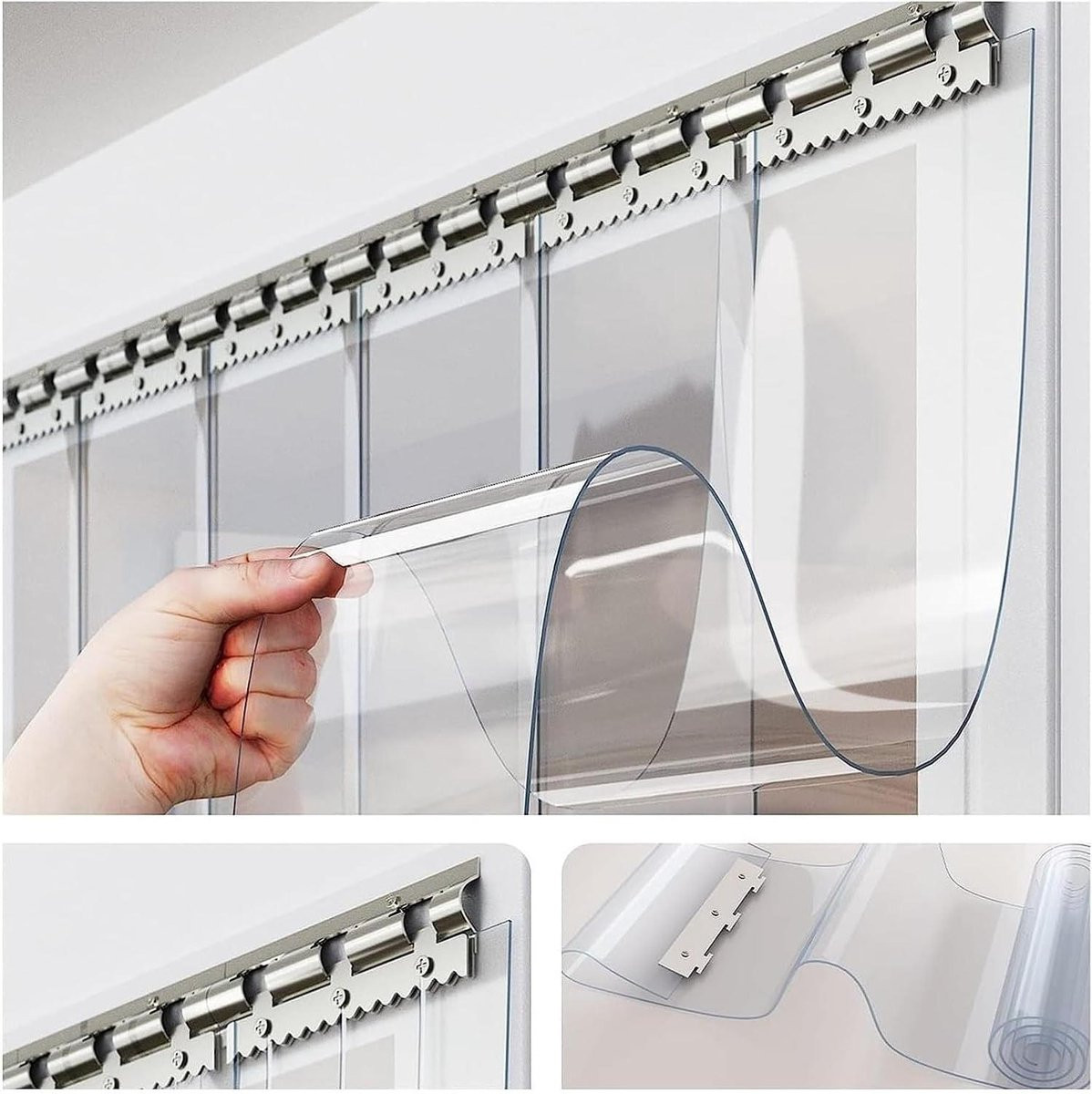 Transparant Verticale Jaloezieën Deurgordijn van Waterdicht PVC - B/D/H: 120 x 270 cm