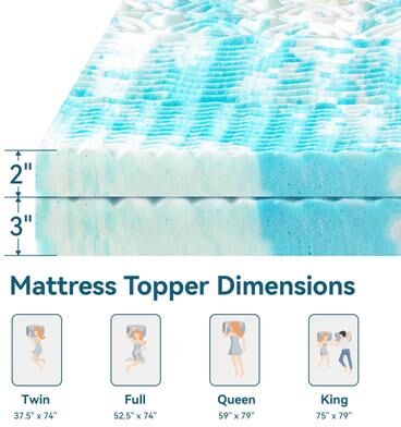 Uplifted Goods Cooling Gel Memory Foam Mattress Topper With Pressure Relief 3in Full