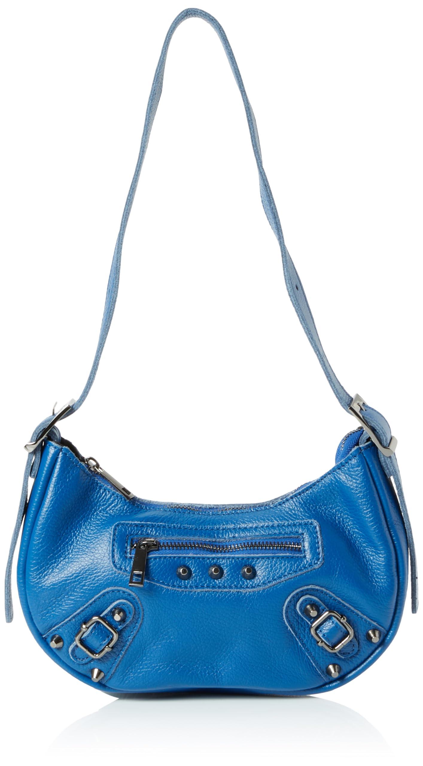 caspio Damen Schultertasche aus Leder 25927996-CA06, Blau, onesize