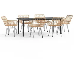 Helloshop26 - 7-teiliges Essset für den Außenbereich Gartenmöbel Rattan-Kunstharz 02_0014381