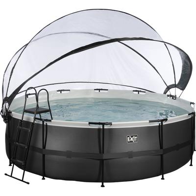 Framepool EXIT "inkl. multifunktionaler Poolabdeckung und Sicherheitsleiter", schwarz, H:122cm Ø:450cm, Schwimmbecken, ØxH: 450x122 cm, mit Sandfilteranlage