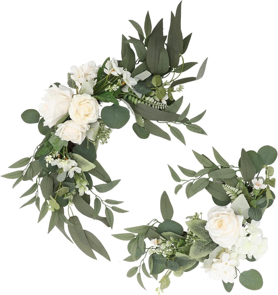 Realistische witte kunstbloemen slinger voor bruiloft decoratie, 55 cm