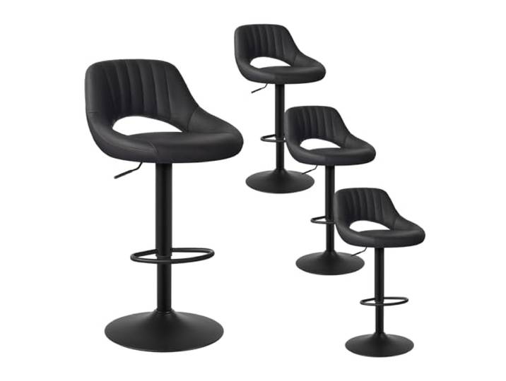 EUGAD 4X Barhocker Tresenhocker Bistrohocker Designer Hocker drehbar und stufenlos höhenverstellbar mit Rückenlehne aus Kunstleder Gestell aus Stahl Anthrazit, 0666BY-4