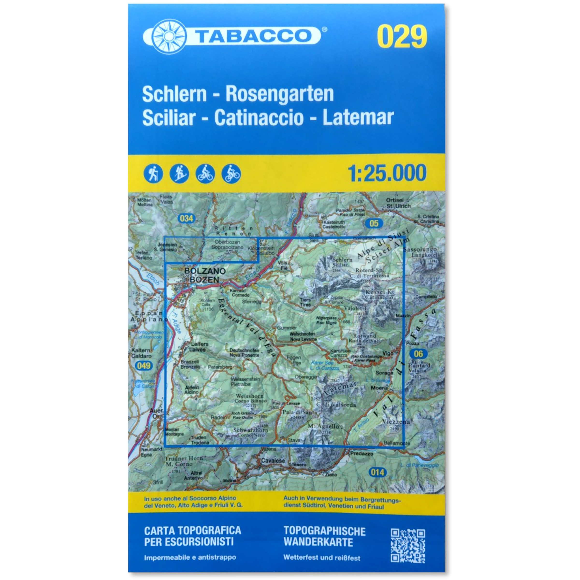 Tabacco Schlern - Rosengarten - Regglberg 029 Wanderkarte Topografische Karten Aufl. 2024
