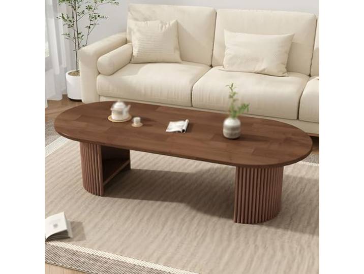 Taifuan Massivholz Couchtisch rechteckig Wohnzimmer-Beistelltisch,massiver Holztisch Couchtisch für Wohnzimmer, rechteckiger Mitteltisch, Wohnzimmertisch aus Eich(Size:120x60x40cm,Color:Walnut)