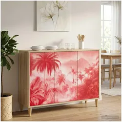 vidaXL, Kommode + Sideboard, Martonberg (Rosa Palmenprint) (33 x 102 x 75 cm)