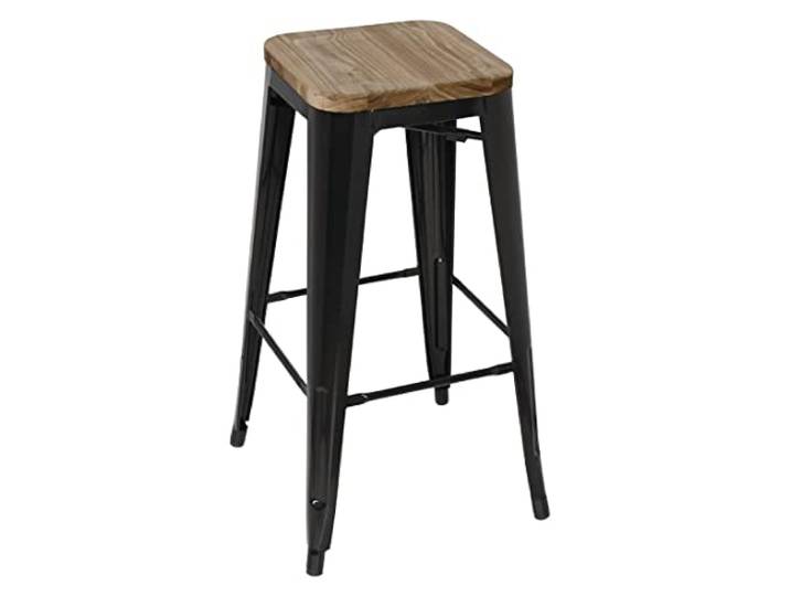 Bolero Bistro Hochhocker mit Holzsitzpolster Schwarz (4er Pack)