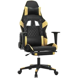 vidaXL Gaming-Stuhl mit Massage & Fußstütze Schwarz Golden Kunstleder