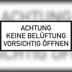 Hinweisschild, Achtung keine Belüftung, 150x350mm, Folie - 350x150 mm Folie selbstklebend