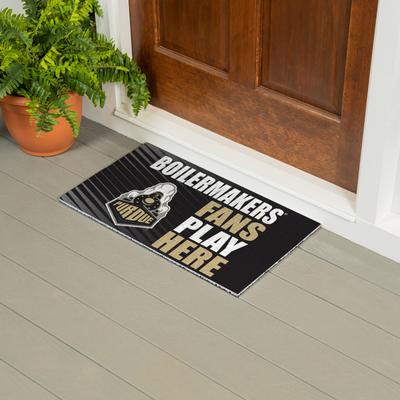 Evergreen "28 in. x 16 in. Purdue University ""Fans Play Here"" PVC Door Mat"