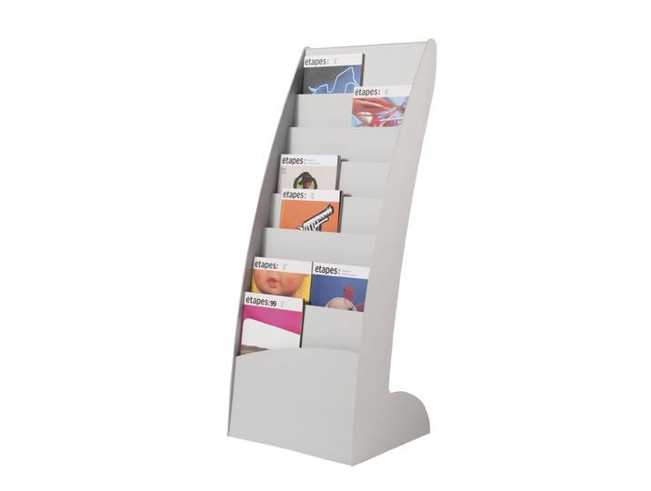 Paperflow Présentoir de sol Courbo monobloc 8 cases - Gris